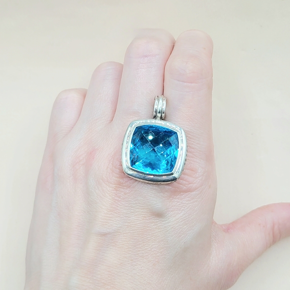 David Yurman Albion 20mm Blue Topaz Pendant Enhancer - Picture 6 of 7